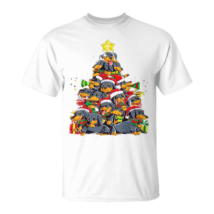 Christmas Cute Dachshund Christmas Tree Dog T-Shirt