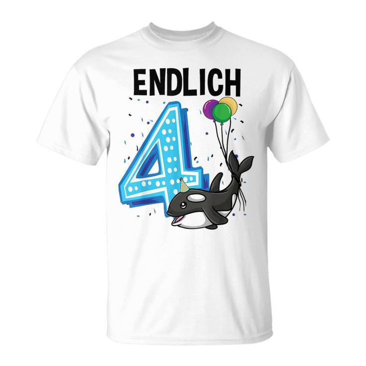 Geschenk 4 Jahre Alt Orca Wal Geburtstag T-Shirt