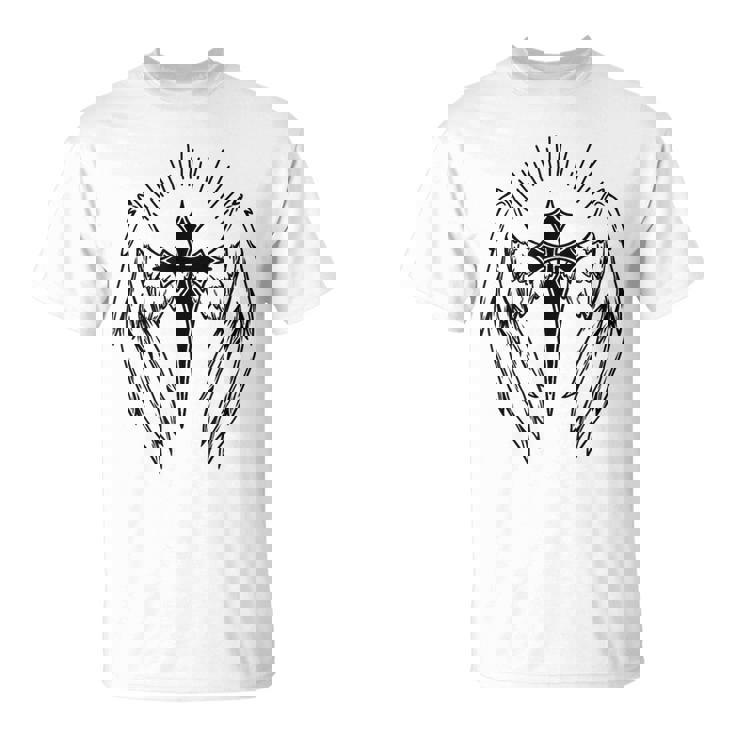 ★HURJABOYACC★ CROP T-SHIRTS GREY WINGS Gothic Cross And Wings Goth Alt Egirl Eboy Y2k Emo T-Shirt