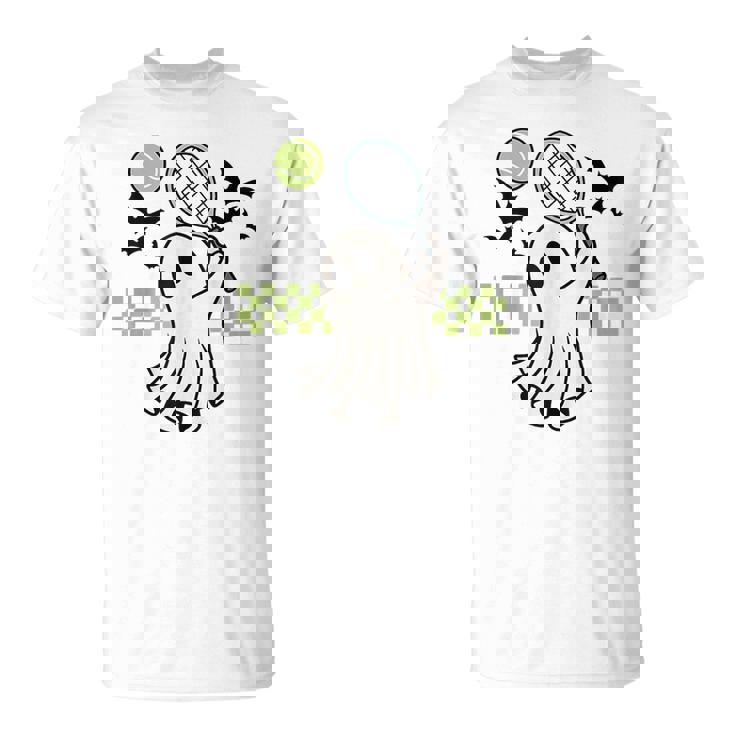 Halloween Ghost Tennis Player Retro Spooky Season T-Shirt