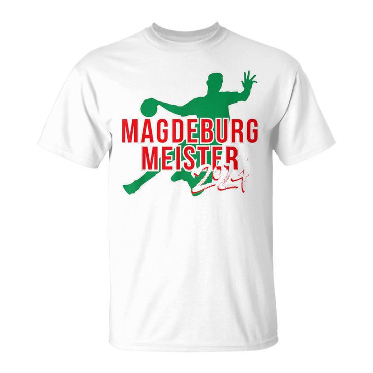 With Handball Team Magdeburg Fan Saxony-Anhalt Green Red T-Shirt