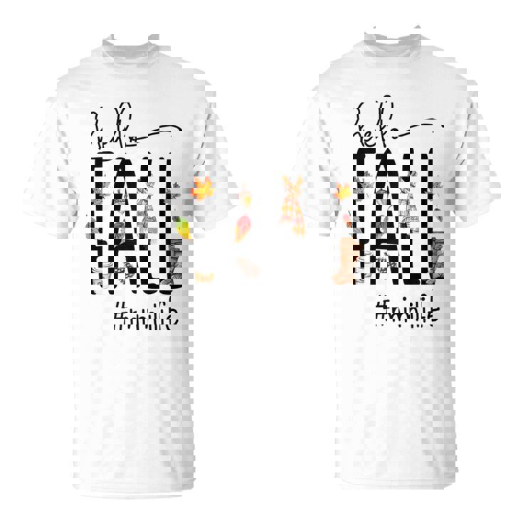Hello Fall Mimi Life Cute Halloween Autumn Grandma T-Shirt
