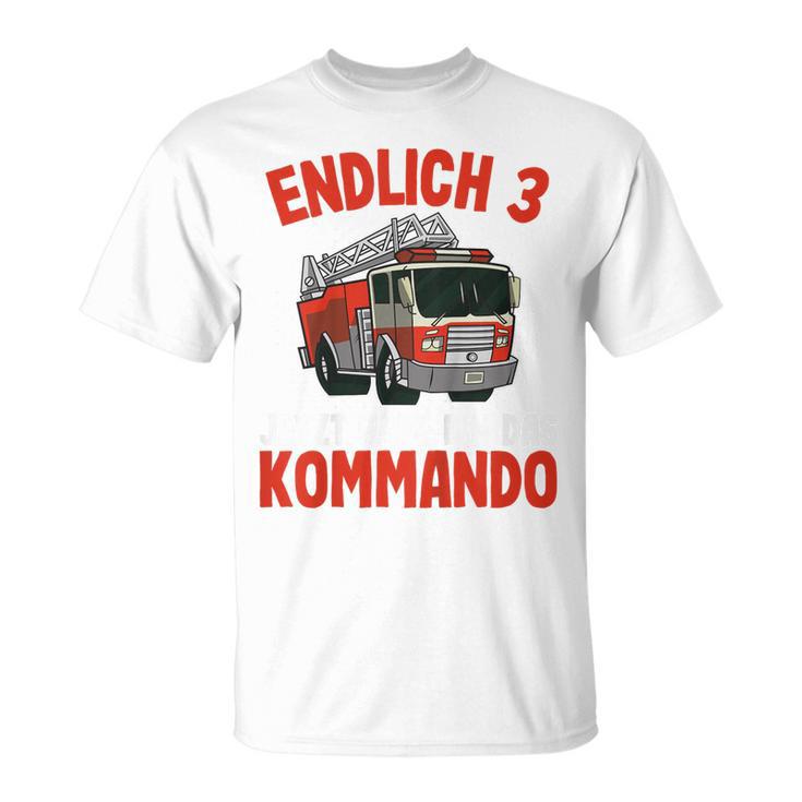 Kinder Endlich Drei Jahre 3Rd Birthday Boys Fire Brigade 80 T-Shirt