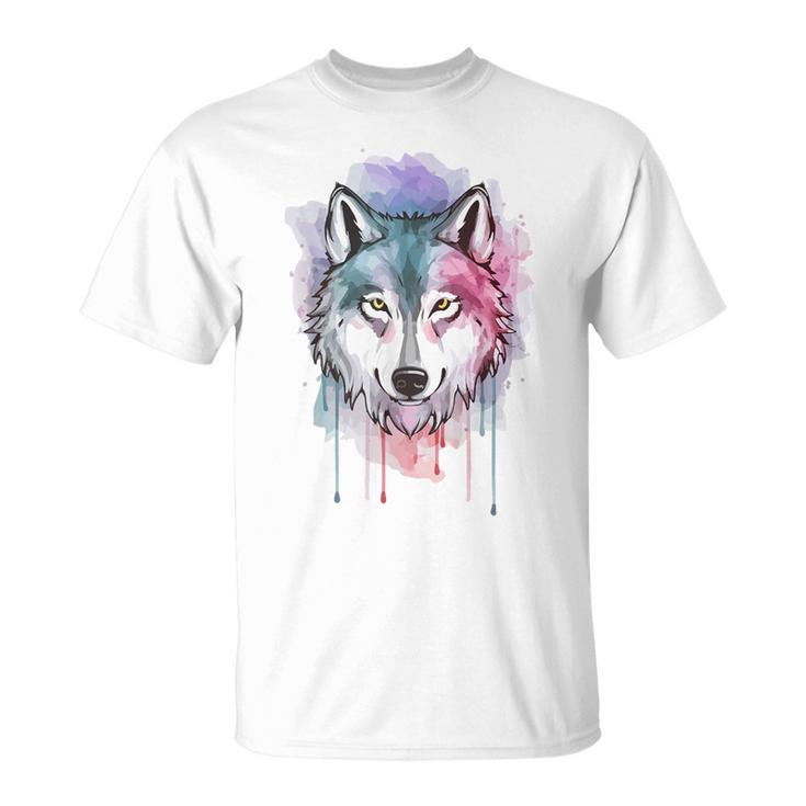 T-shirt Femme Illustration Loup - Col En V, Motif Animal, Pour Amateurs De Loups Et Nature