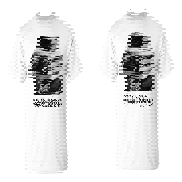 I Love History Pila De Libros Y Letras Negras Camiseta unisex