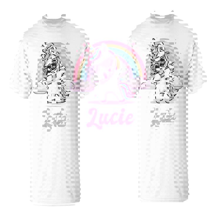 Lucie Cadeau Prénom Personnalisé Fille Licorne T-Shirt