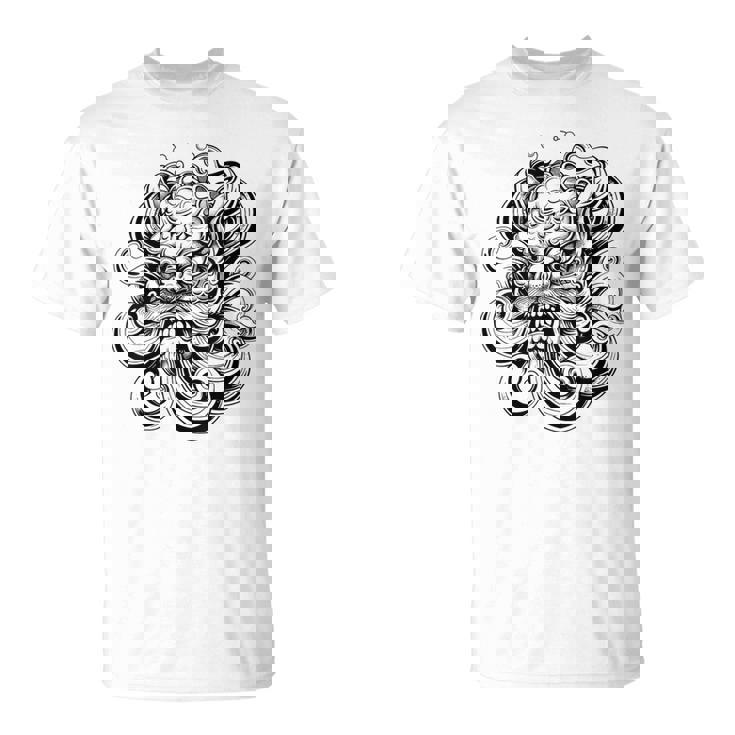 Máscara Japonesa Oni Mitología Japón Tatuaje Arte Dibujo Camiseta unisex