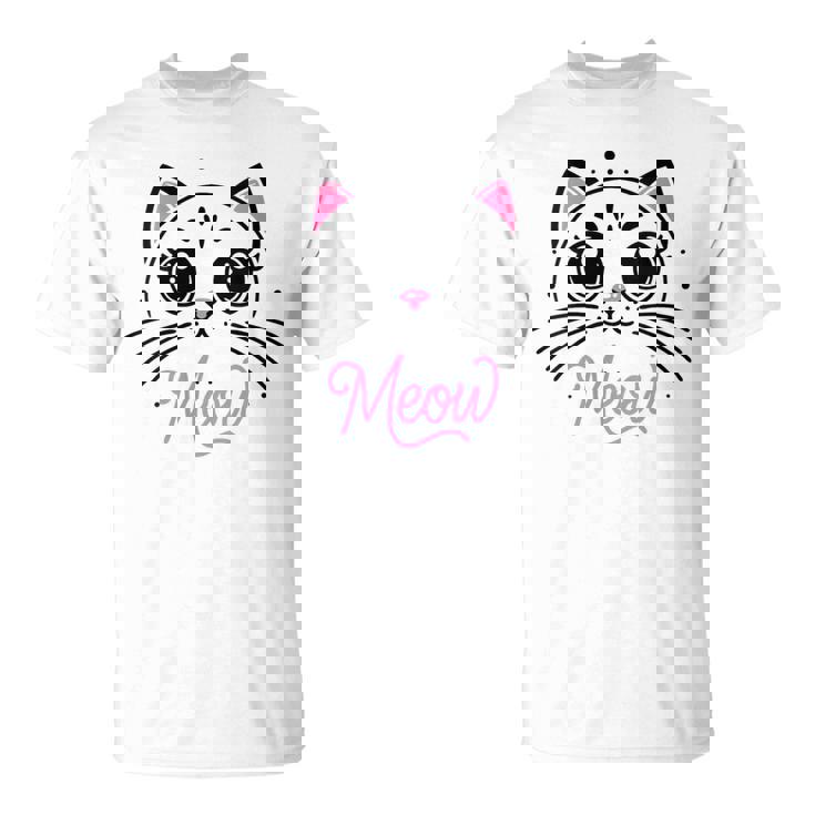 Meow Cute Cat Face Quote Pour Les Fans De Chat T-Shirt