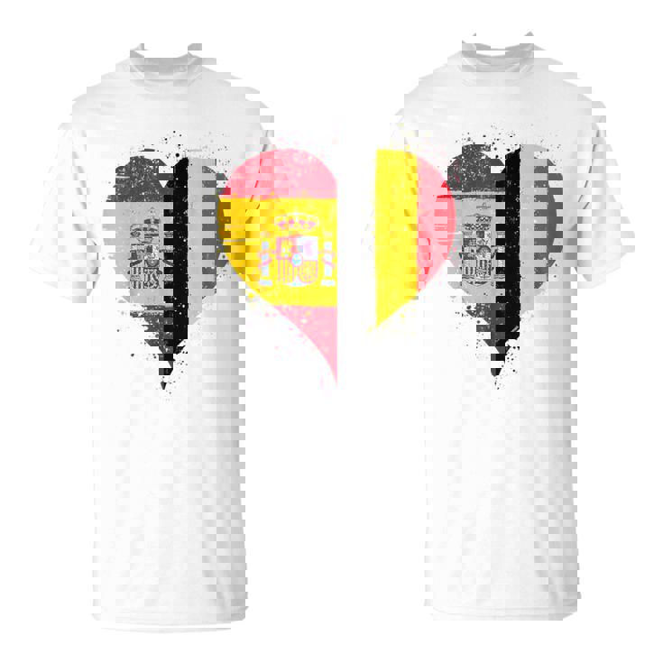 Moitié Espagnole Moitié Belge Un Drapeau Espagne Belgique T-Shirt