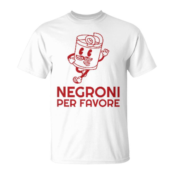 Ni Per Favore Cocktail Front Print Italiano Original Gray T-Shirt