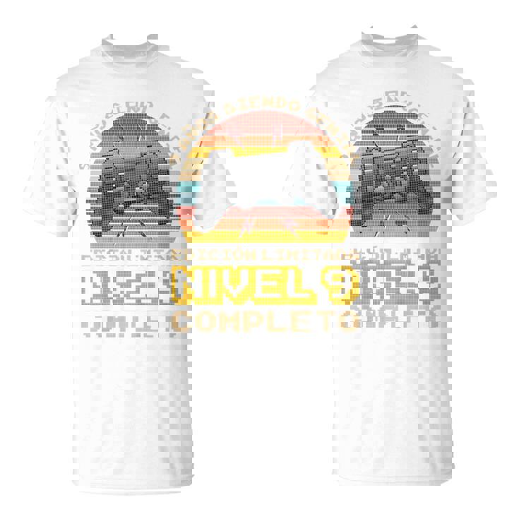 Niños Regalo De Cumpleaños 9 Años Gamer Nivel 9 Completo Camiseta unisex