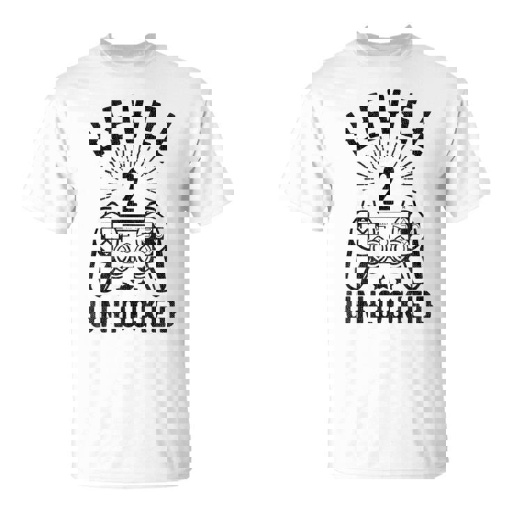Nivel 2 Pareja Desbloqueada 2 Años Aniversario 2ª Boda Camiseta unisex