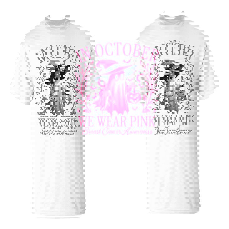 In October We Wear Pink Breast Cancer Awareness Halloween T-Shirt