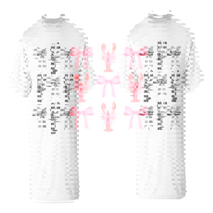 Pink Bow Cute Coquette Crawfish Clean Girl Aesthetic T-Shirt