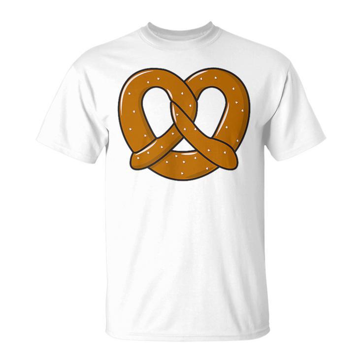 Pretzel Heart Oktoberfest Costume Minimalist Pretzel Blue S T-Shirt