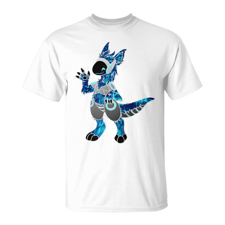 Protogen Fursuit Furry Fursona Sventolando Ciao Blu Cravatta Tintura Maglia Con Maniche Raglan Maglietta Novitaregali