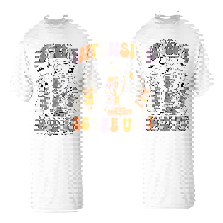 Retro Intensive Care Unit Nurse Halloween Icu Nurse Ghosts T-Shirt