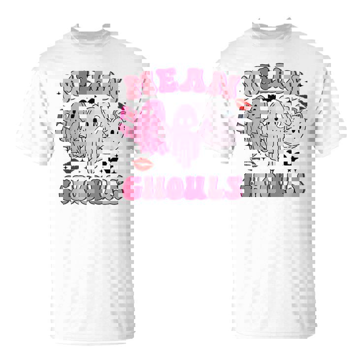 Retro Pink Mean Ghouls Halloween Ghost Let's Go Ghouls Cute T-Shirt