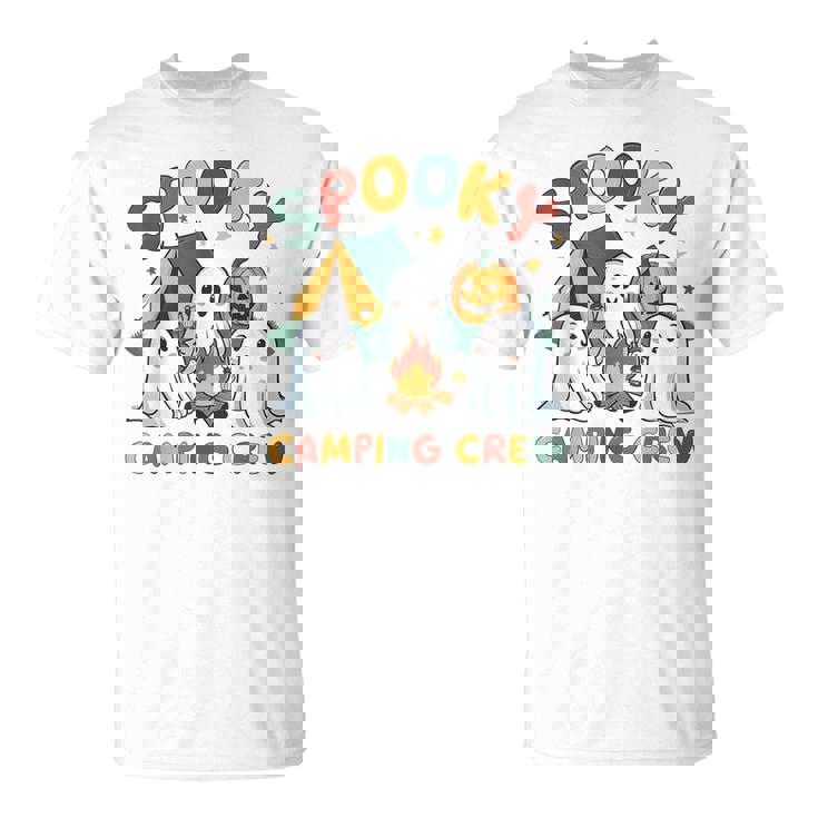 Spooky Camping Crew Ghosts Halloween Campfire Vintage Boo T-Shirt