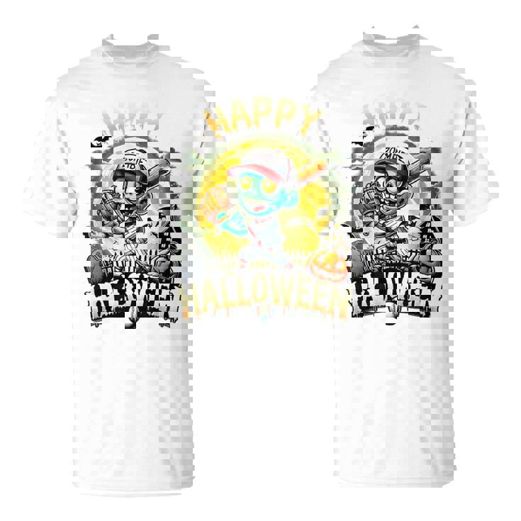 Vintage Halloween Zombie Baseball Skeleton Baseball Players T-Shirt