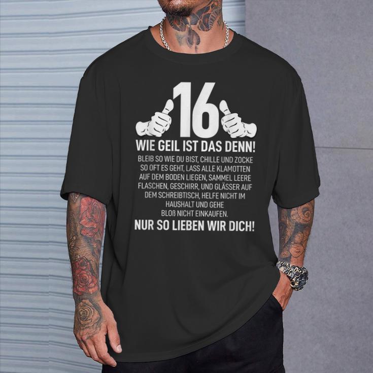 16Th Birthday Nager 16 Years Wie Geil Ist Das Denn T-Shirt Geschenke für Ihn