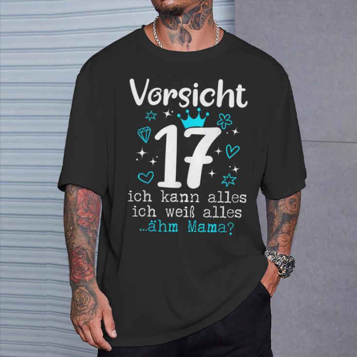 17Th Birthday Girl's Orsicht 17 Jahre Ich Kann Alles German T-Shirt Geschenke für Ihn