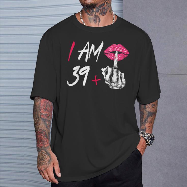 I Am 39 Plus 1 Middle Finger Skull 40Th Birthday T-Shirt Geschenke für Ihn