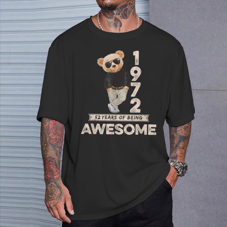 52 Geburtstag Herren Damen 1972 Original Awesome Teddybär T-Shirt Geschenke für Ihn