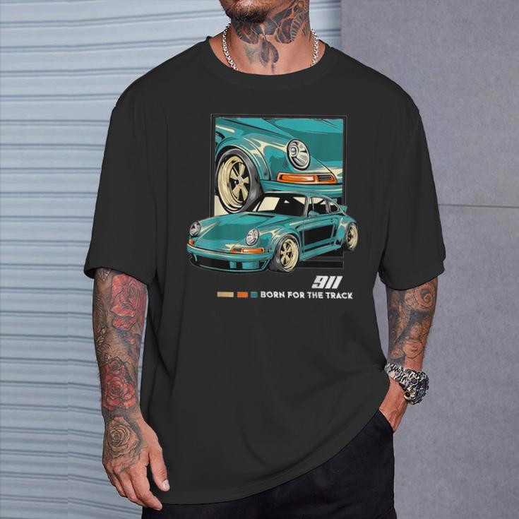 911 Gt3 Rs Silhouette Oldtimer Retrointage Car T-Shirt Geschenke für Ihn