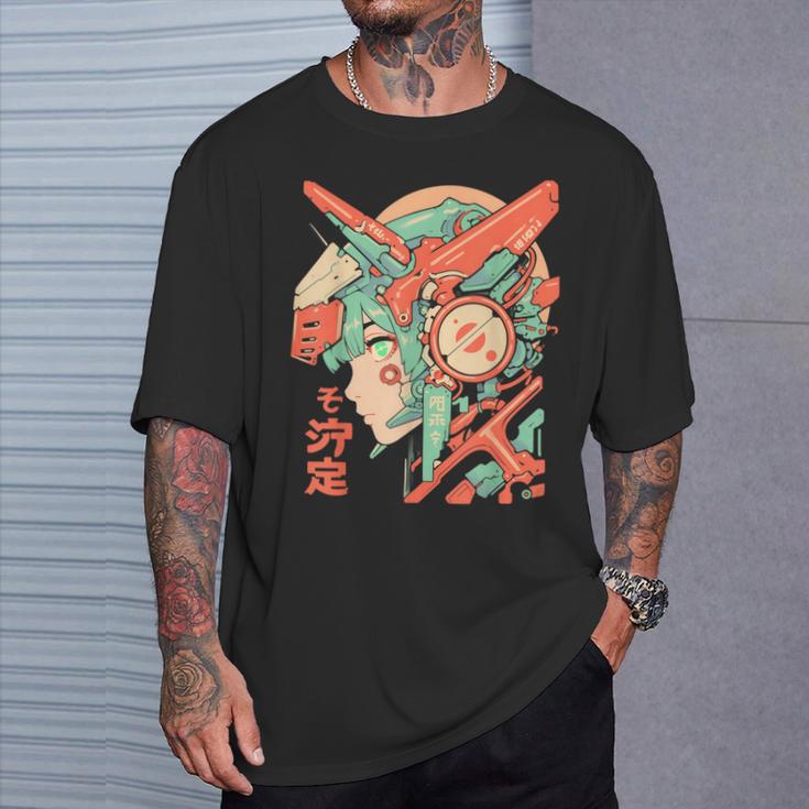 Anime Manga Cyberpunk Aesthetic Techwear Harajuku Mecha Girl T-Shirt Geschenke für Ihn