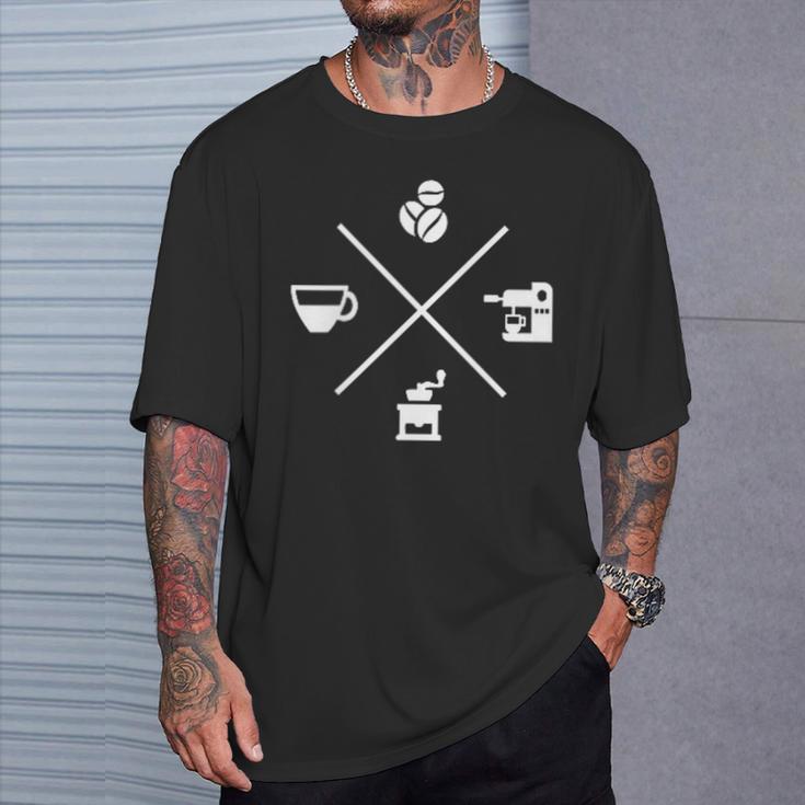 Barista Kaffee Espresso Cappuccino Kaffeemaschine T-Shirt Geschenke für Ihn