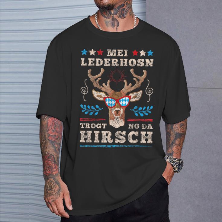 Bayern Wiesn Bekleidungolksfest Outfit Herren Short Sleeve Mei Lederhosn Trogt No Da Deer Costume Oktoberfest S T-Shirt Geschenke für Ihn