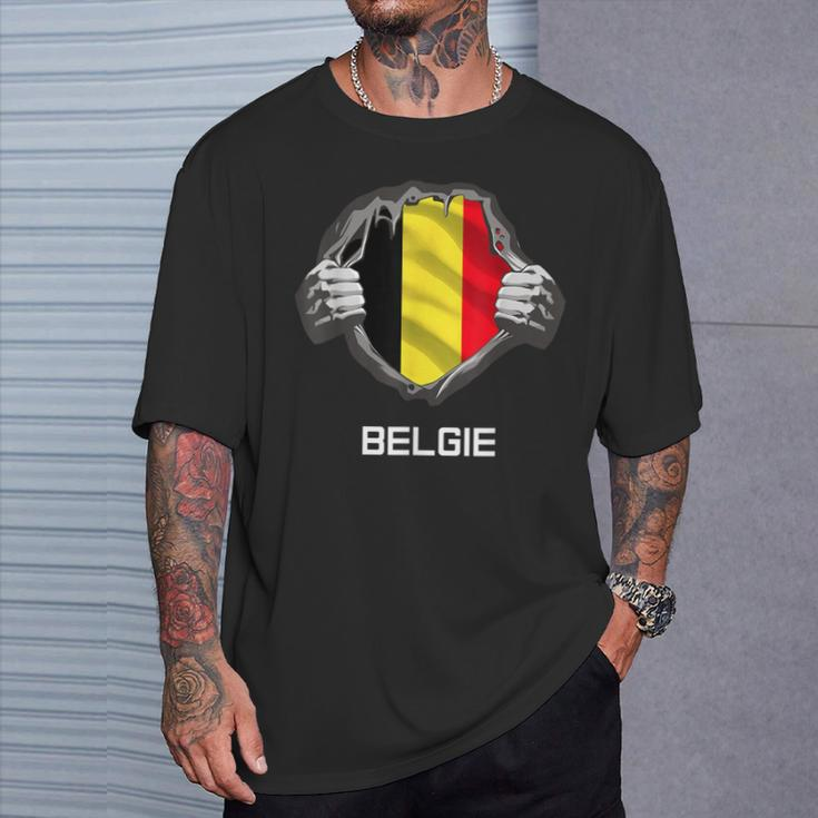 Belgium Belgie Flag Heart Fan Jersey T-Shirt Geschenke für Ihn