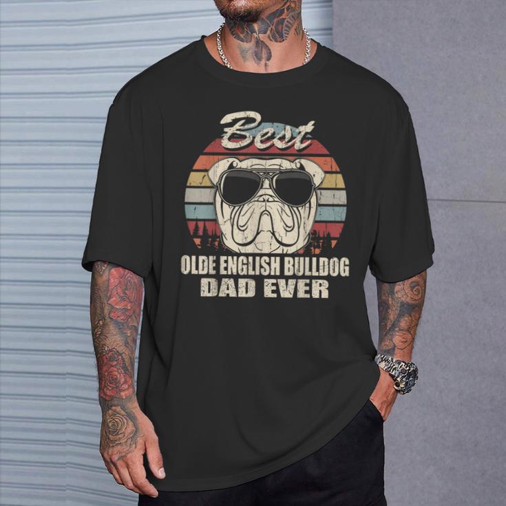 Best Olde English Bulldog Dad Everintage Retro T-Shirt Geschenke für Ihn