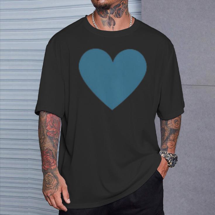 Blaues Herz Simples Minimalistisch Süßes Heart T-Shirt Geschenke für Ihn