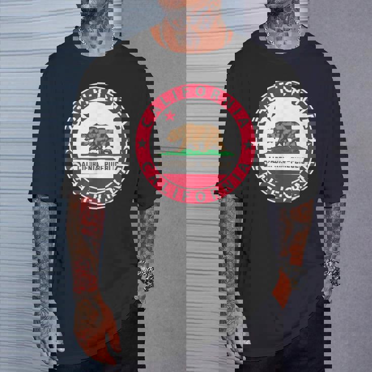 Californie California Drapeau D'ours Usa Etats-Unis America T-Shirt Cadeaux pour lui