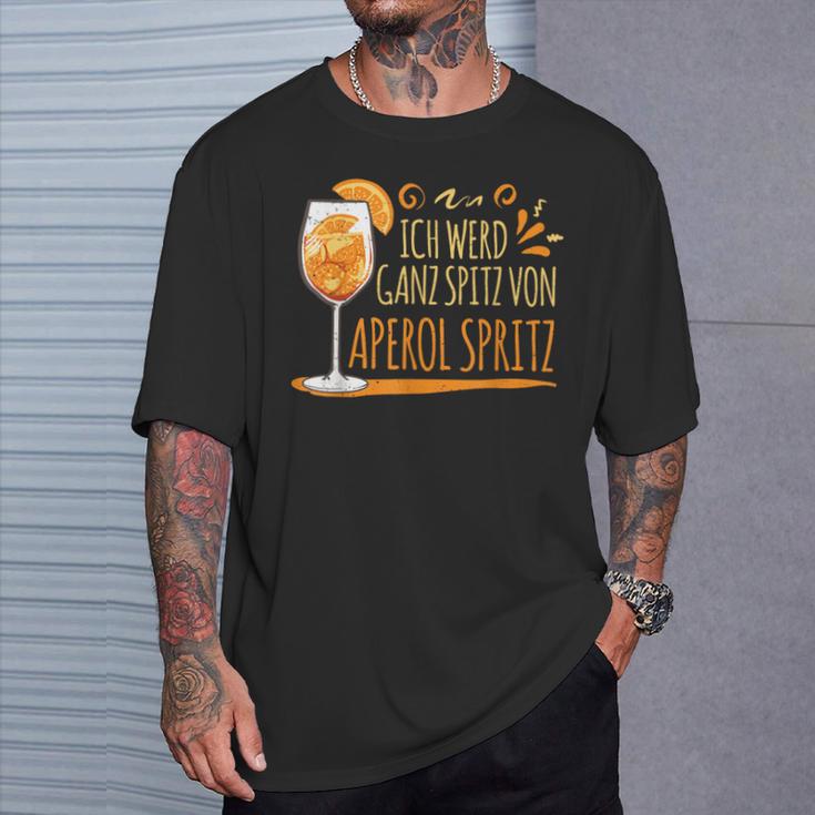 Cocktail Ich Werd Ganz Spitzon Aperol Spritz German T-Shirt Geschenke für Ihn