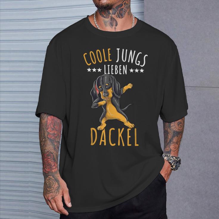 Coole Jungs Lieben Dackel T-Shirt Geschenke für Ihn