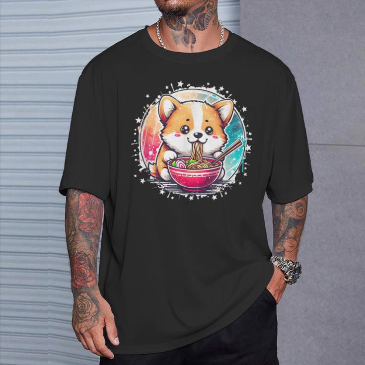 Corgi Dog Ramen Noodles Anime Cute Kawaii Manga Corgi Dog T-Shirt Geschenke für Ihn