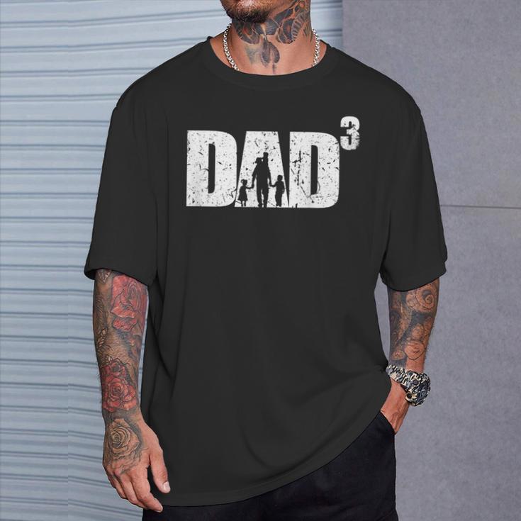 Dad Hoch 3 Stolzerater Mit 3 Kinder Triple Papa T-Shirt Geschenke für Ihn