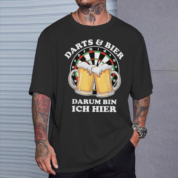 Darts Und Bier Darum Bin Ich Hier Dart T-Shirt Geschenke für Ihn