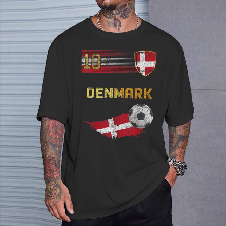 Denmark Football Pride Danish Flag Football Retro Jersey T-Shirt Geschenke für Ihn