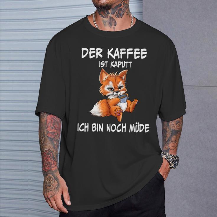 Der Kaffee Ist Brochtider Fuchs Morgenmuffel T-Shirt Geschenke für Ihn