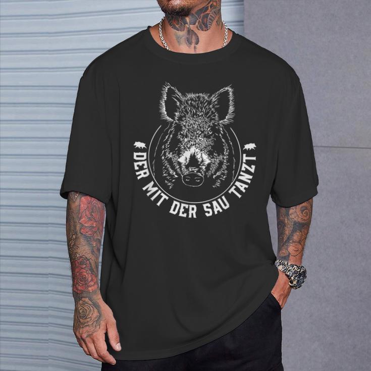 Der Mit Der Sau Tanzt Wildboar T-Shirt Geschenke für Ihn