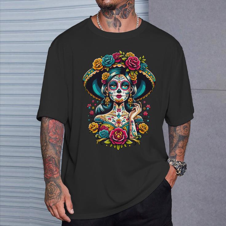 Dia De Los Muertos Sugar Mexican Inspired By La Catrina T-Shirt Geschenke für Ihn