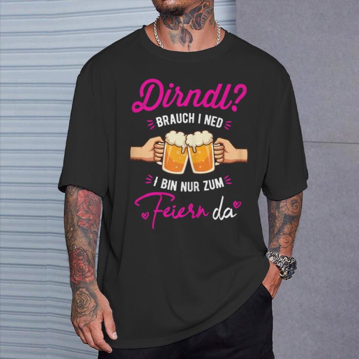 Dirndl Ich Ned Bin Nur Zum Feiern Da Oktoberfest T-Shirt Geschenke für Ihn