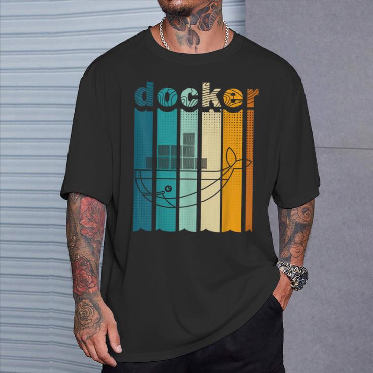 Docker Linux Devops Programming Coding Retro Computer Scientist T-Shirt Geschenke für Ihn