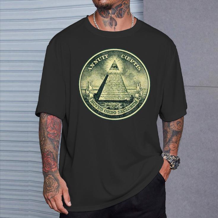 A Dollar Note Allseeing Eye Pyramid Illuminati T-Shirt Geschenke für Ihn