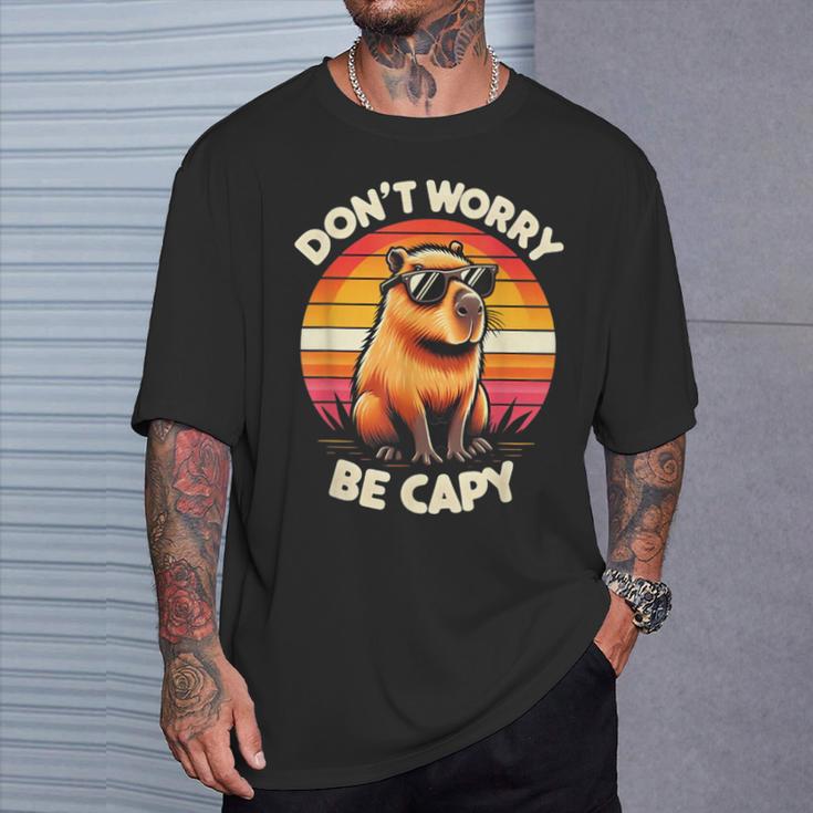 Dont Be Worry Be Capy Capybara Retro Rodent T-Shirt Geschenke für Ihn