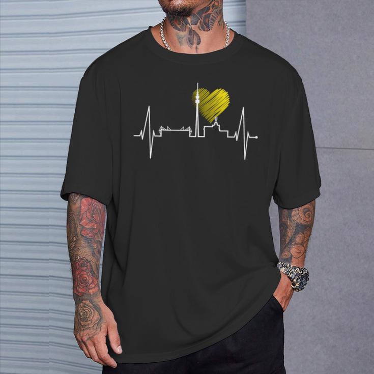 Dortmund Heartbeat Skyline Puls Ruhrpott Stadion Dortmunder T-Shirt Geschenke für Ihn